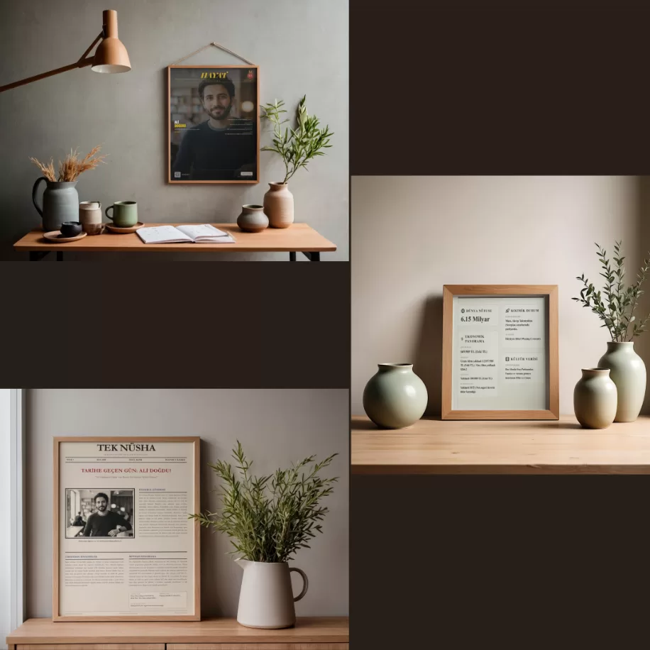 Kişiye Özel Nostaljik Tarih Seti: Gazete, Dergi Kapağı ve İnfografik (Dijital İndirme)