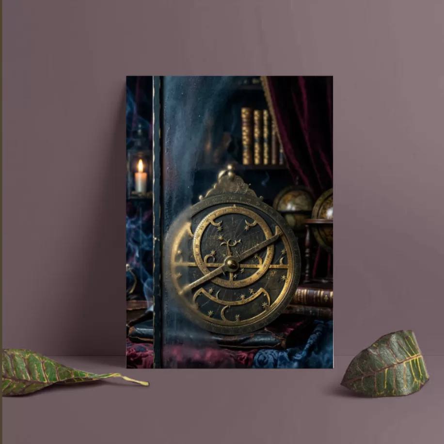 Dark Academia Temalı Gizemli Astronomi - Dijital Duvar Sanatı / Poster
