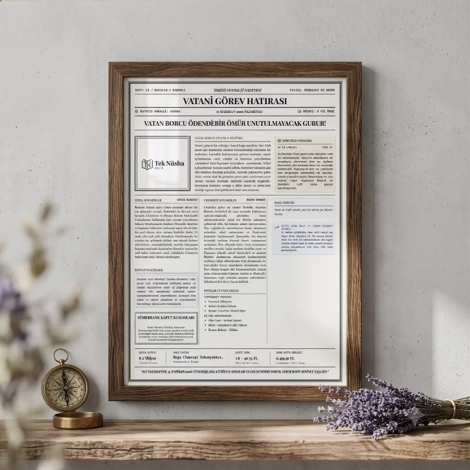 Kişiye Özel Askerlik Hatırası Nostalji Gazetesi | Dijital İndirilebilir Poster (A4 PNG)